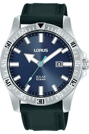 Lorus Solaruhr RX383AX9, Armbanduhr, Herrenuhr, Silikonarmband, analog, Datum, Leuchtindizes