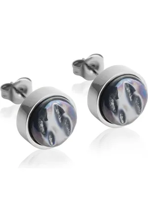 ALEXASCHA Paar Ohrstecker mit Ohrklemme Edelstahl Ohrstecker mit Stein • Perlmuttoptik • 8mm - Verkäufer: