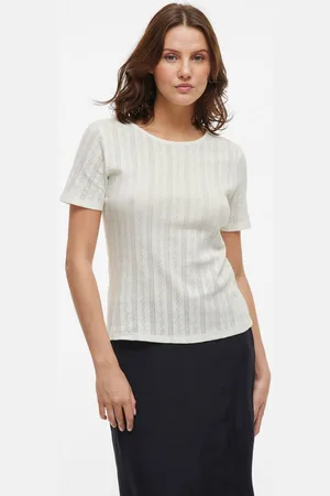 VILA Kurzarmshirt VIKASSIE S/S POINTELLE TOP - NOOS
