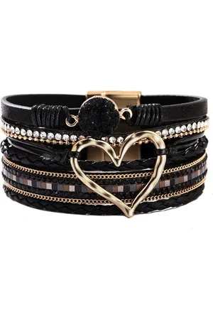 Karma Lederarmband Lederarmband Herz vers. Farben Kunstleder Armband Damen modern (Beige Weiß oder , Magnetverschluss Damenlederarmband Wickelarmband), Damenarmband Wickelarmband Herz Metall Leder Steine - Verkäufer: Sanixa