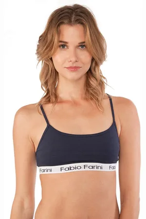 Fabio Farini Sport-BH Frauen Unterwäsche - Damen Sport-BH aus Baumwolle mit Strech-Anteil (Packung, 1-tlg) bügellos, mit Spaghettiträgern und Logo-Bund - Verkäufer:
