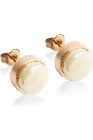 ALEXASCHA Paar Ohrstecker mit Ohrklemme Edelstahl Ohrstecker mit Stein • Perlmuttoptik • 8mm - Verkäufer:
