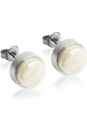 ALEXASCHA Paar Ohrstecker mit Ohrklemme Edelstahl Ohrstecker mit Stein • Perlmuttoptik • 8mm - Verkäufer: