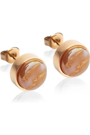 ALEXASCHA Paar Ohrstecker mit Ohrklemme Edelstahl Ohrstecker mit Stein • Perlmuttoptik • 8mm - Verkäufer: