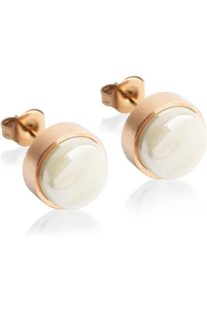 ALEXASCHA Paar Ohrstecker mit Ohrklemme Edelstahl Ohrstecker mit Stein • Perlmuttoptik • 8mm - Verkäufer: