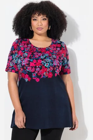 Ulla Popken Longshirt Longshirt bedruckt A-Linie Rundhals Halbarm - Verkäufer: Popken Fashion Group