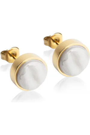 ALEXASCHA Paar Ohrstecker mit Ohrklemme Edelstahl Ohrstecker mit Stein • Perlmuttoptik • 8mm - Verkäufer: