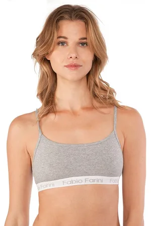 Fabio Farini Sport-BH Frauen Unterwäsche - Damen Sport-BH aus Baumwolle mit Strech-Anteil (Packung, 1-tlg) bügellos, mit Spaghettiträgern und Logo-Bund - Verkäufer: