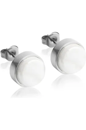 ALEXASCHA Paar Ohrstecker mit Ohrklemme Edelstahl Ohrstecker mit Stein • Perlmuttoptik • 8mm - Verkäufer: