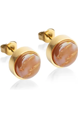 ALEXASCHA Paar Ohrstecker mit Ohrklemme Edelstahl Ohrstecker mit Stein • Perlmuttoptik • 8mm - Verkäufer: