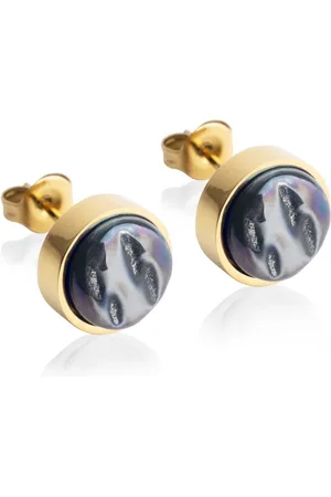ALEXASCHA Paar Ohrstecker mit Ohrklemme Edelstahl Ohrstecker mit Stein • Perlmuttoptik • 8mm - Verkäufer: