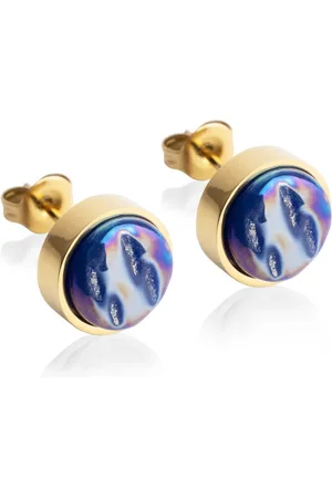 ALEXASCHA Paar Ohrstecker mit Ohrklemme Edelstahl Ohrstecker mit Stein • Perlmuttoptik • 8mm - Verkäufer:
