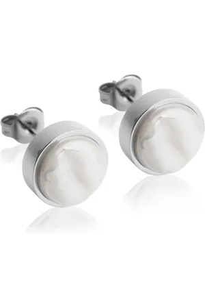 ALEXASCHA Paar Ohrstecker mit Ohrklemme Edelstahl Ohrstecker mit Stein • Perlmuttoptik • 8mm - Verkäufer: