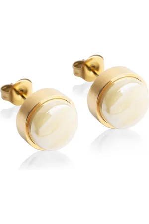 ALEXASCHA Paar Ohrstecker mit Ohrklemme Edelstahl Ohrstecker mit Stein • Perlmuttoptik • 8mm - Verkäufer: