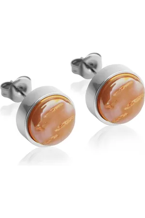 ALEXASCHA Paar Ohrstecker mit Ohrklemme Edelstahl Ohrstecker mit Stein • Perlmuttoptik • 8mm - Verkäufer:
