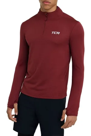 TCA Trainingsshirt Herren Cloud Fleece Sporttop mit Reißverschluss - Cabernet (1-tlg) - Verkäufer: SellerX Commerce