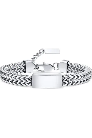 Karma Edelstahlarmband Armband Edelstahl Silber Herren modern Herrenarmband Edelstahlarmband (Karabinerverschluss 19 x 1 cm), Metall Metallarmband Geschenk für Ihn Herrenschmuck Männerschmuck - Verkäufer: Sanixa