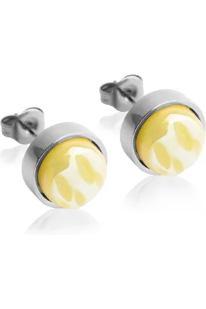 ALEXASCHA Paar Ohrstecker mit Ohrklemme Edelstahl Ohrstecker mit Stein • Perlmuttoptik • 8mm - Verkäufer: