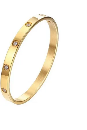 Karma Armreif Armband gold für Damen mit Klappverschluss (Edelstahlarmband, Armband Armschmuck Damenschmuck), hochwertiger Schmuck für Damen - Verkäufer: Sanixa