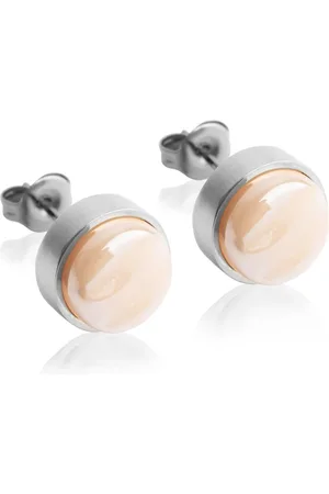 ALEXASCHA Paar Ohrstecker mit Ohrklemme Edelstahl Ohrstecker mit Stein • Perlmuttoptik • 8mm - Verkäufer: