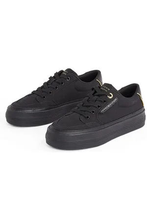 Tommy Hilfiger ESSENTIAL VULC TEXTILE SNEAKER Plateausneaker, Freizeitschuh, Halbschuh, Schnürschuh mit goldfarbenen Details