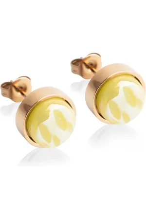 ALEXASCHA Paar Ohrstecker mit Ohrklemme Edelstahl Ohrstecker mit Stein • Perlmuttoptik • 8mm - Verkäufer: