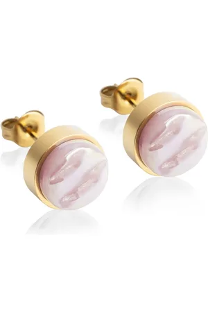 ALEXASCHA Paar Ohrstecker mit Ohrklemme Edelstahl Ohrstecker mit Stein • Perlmuttoptik • 8mm - Verkäufer: