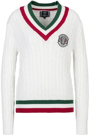 19V69 Italia Strickpullover MARISA mit V-Ausschnitt und gestreiftem Bündchen, sportlicher Look - Verkäufer: Marco GmbH