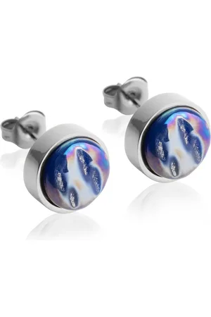 ALEXASCHA Paar Ohrstecker mit Ohrklemme Edelstahl Ohrstecker mit Stein • Perlmuttoptik • 8mm - Verkäufer: