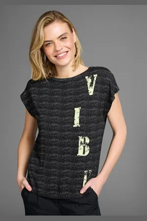 Laura Scott T-Shirt in besonderer Melange-Optik mit Schriftzug - NEUE KOLLEKTION