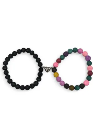 Eyecatcher Armkette 2-teiliges Magnet Herz-Armbänder Set aus Lavastein für Paare Partner (2-teilig) - Verkäufer: