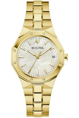 BULOVA Quarzuhr 97M119, Armbanduhr, Damenuhr, Edelstahlarmband, analog, Tag