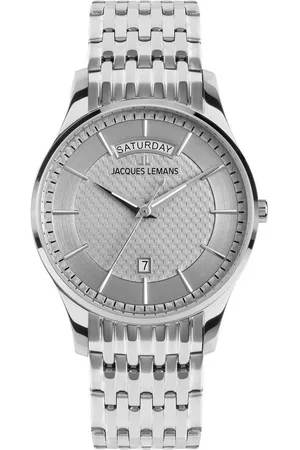 Jacques Lemans Quarzuhr London 1-2193G, Armbanduhr, Herrenuhr, Edelstahlarmband, analog, Wochentag, Tag
