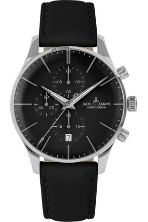 Jacques Lemans Chronograph London 1-2163A, Quarzuhr, Armbanduhr, Herrenuhr, Lederarmband, Stoppfunktion, Datum