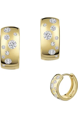Firetti Paar Creolen Schmuck Geschenk Silber 925 Ohrschmuck Ohrringe Sternenhimmel, Made in Germany - mit Zirkonia (synth)