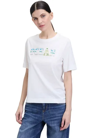 Cartoon Kurzarmshirt Halbarm-Shirt mit Rundhalsausschnitt (1-tlg) Stickerei