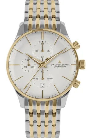 Jacques Lemans Chronograph London 1-2163J, Quarzuhr, Armbanduhr, Herrenuhr, Edelstahlarmband, Stoppfunktion, Tag