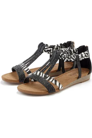 Lascana Sommerschuh Sandale Sandalette, Sommerschuh mit Verzierung und kleinem Keilabsatz VEGAN