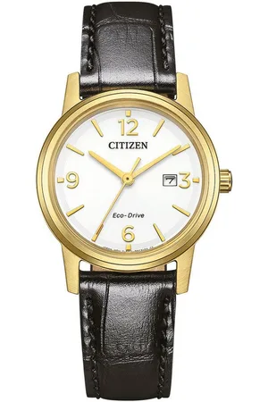 Citizen Solaruhr EW2722-01A, Armbanduhr, Damenuhr, Lederarmband, analog, Datum, Eco-Drive