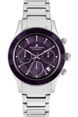 Jacques Lemans Chronograph Venice 1-2151M, Armbanduhr, Damenuhr, Edelstahlarmband, Stoppfunktion, Datum, Perlmutt