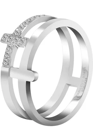 Akzent Fingerring Eva aus Edelstahl, Zirkoniabesatz, , Gr. 52/54/57/60 (Einzeln) - Verkäufer: Shaghafi GmbH
