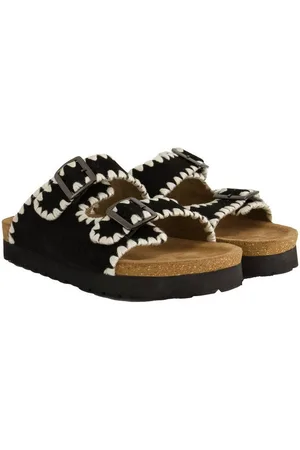 STUDIO UNTOLD Leder-Pantolette Kantenstickerei Kork-Tieffußbett Sandalette - Verkäufer: Popken Fashion Group