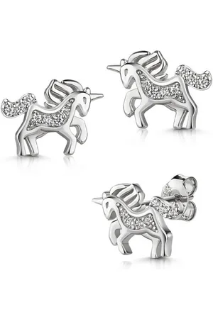 Firetti Paar Ohrstecker Schmuck Geschenk Silber 925 Ohrschmuck Einhorn, Made in Germany - mit Zirkonia (synth)