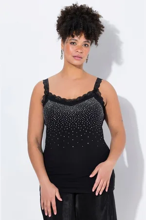 Miamoda Longtop Top ärmelloser Slim Fit Glitzersteinchen Spitze - Verkäufer: Popken Fashion Group