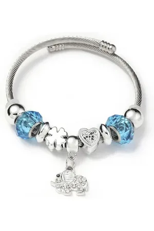 Eyecatcher Armkette Charm-Armband mit funkelnden Anhängern – Edelstahl & Glasperlen (kein Set) - Verkäufer:
