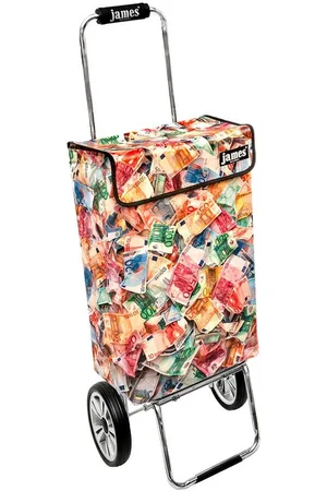 JAMES Einkaufstrolley MONEY - stabiler Einkaufswagen mit individuellem Design, Handmade in Austria - Einkaufsbegleiter mit viel Stauraum - trägt 40kg - Verkäufer: Warenhaus 23