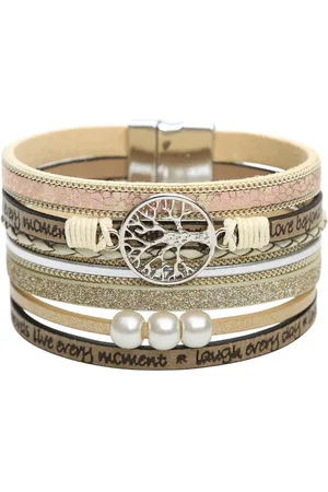 Karma Armband Damen Wickelarmband mit Lebensbaum Anhänger (Damenschmuck Armschmuck, Boho Schmuck in verschiedenen Farben), Magnetverschluss, PU-Leder Armband mit Spruch - Verkäufer: Sanixa