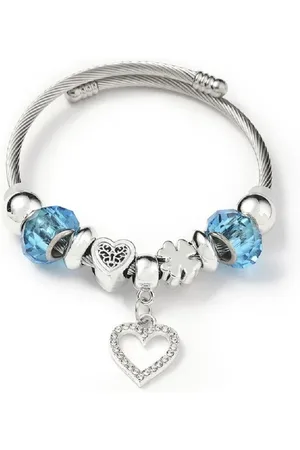 Eyecatcher Armkette Charm-Armband mit funkelnden Anhängern – Edelstahl & Glasperlen (kein Set) - Verkäufer: