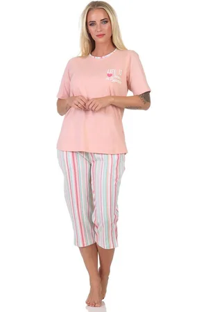 Normann Pyjama Damen Pyjama kurzarm in Streifenoptik – auch in Übergröße - Verkäufer: Fairway
