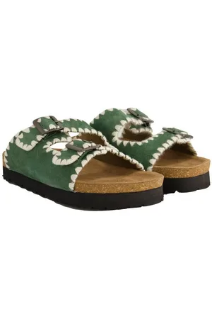 STUDIO UNTOLD Leder-Pantolette Kantenstickerei Kork-Tieffußbett Sandalette - Verkäufer: Popken Fashion Group